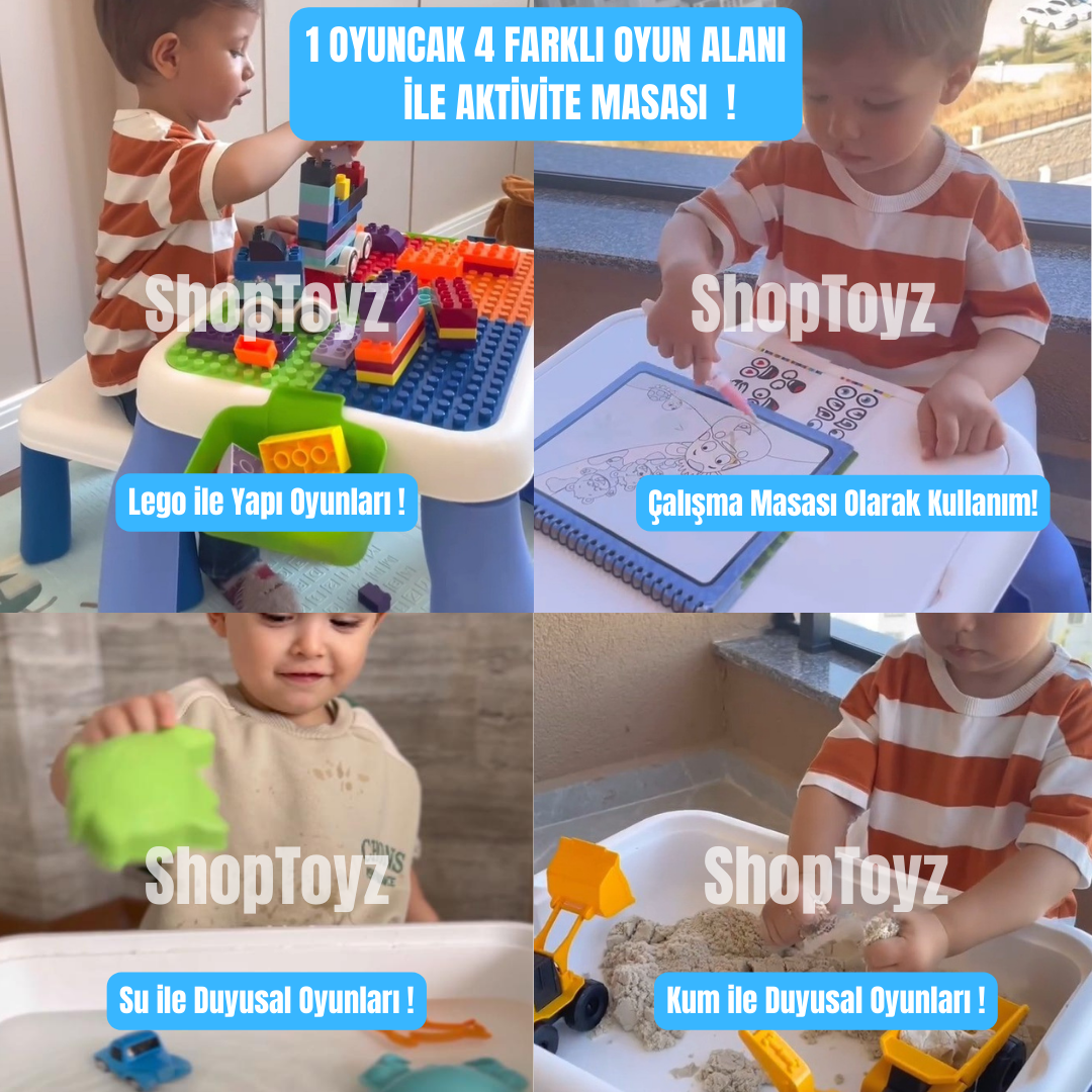 Yaratıcı Aktivite Masası (Sandalye ve 48 Parça Lego Hediyeli)